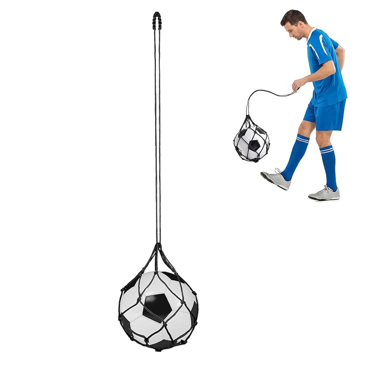 Football Kick Trainer, Football Accessories for Boys, Adjustable Return Throwing Trainer Football Net, Hands-Free Soccer Ball Training Net for Youth Solo Kicking Practice Equipment