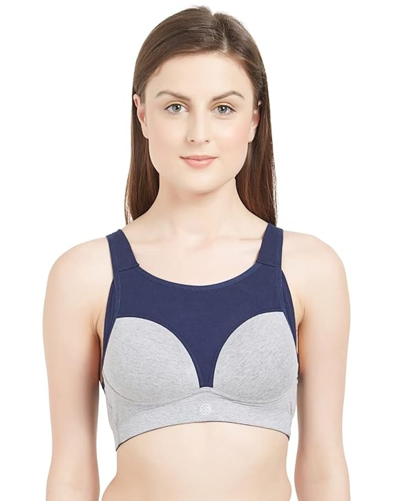 SOIE Women’s High Impact Wire-Free Sports Bra | Padded, Extreme Coverage, Cotton Spandex, Adjustable Racerback