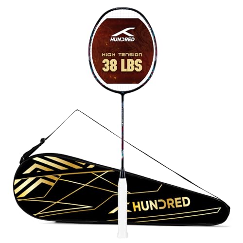 Hundred Predator 84 Extreme Strung Badminton Racket with Full Racket Cover (Black)|