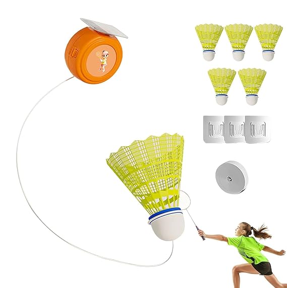 Optifit Indoor Badminton Rebound Trainer 6 Shuttlecocks String Practice Set
