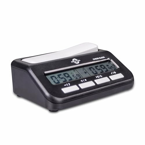 Nivia Chess Clock for Professional Board Games, Large Display, Digital Clocks, Game Timer and Board, Count Up/Countdown, Solid Plastic Digital Clock (Black)