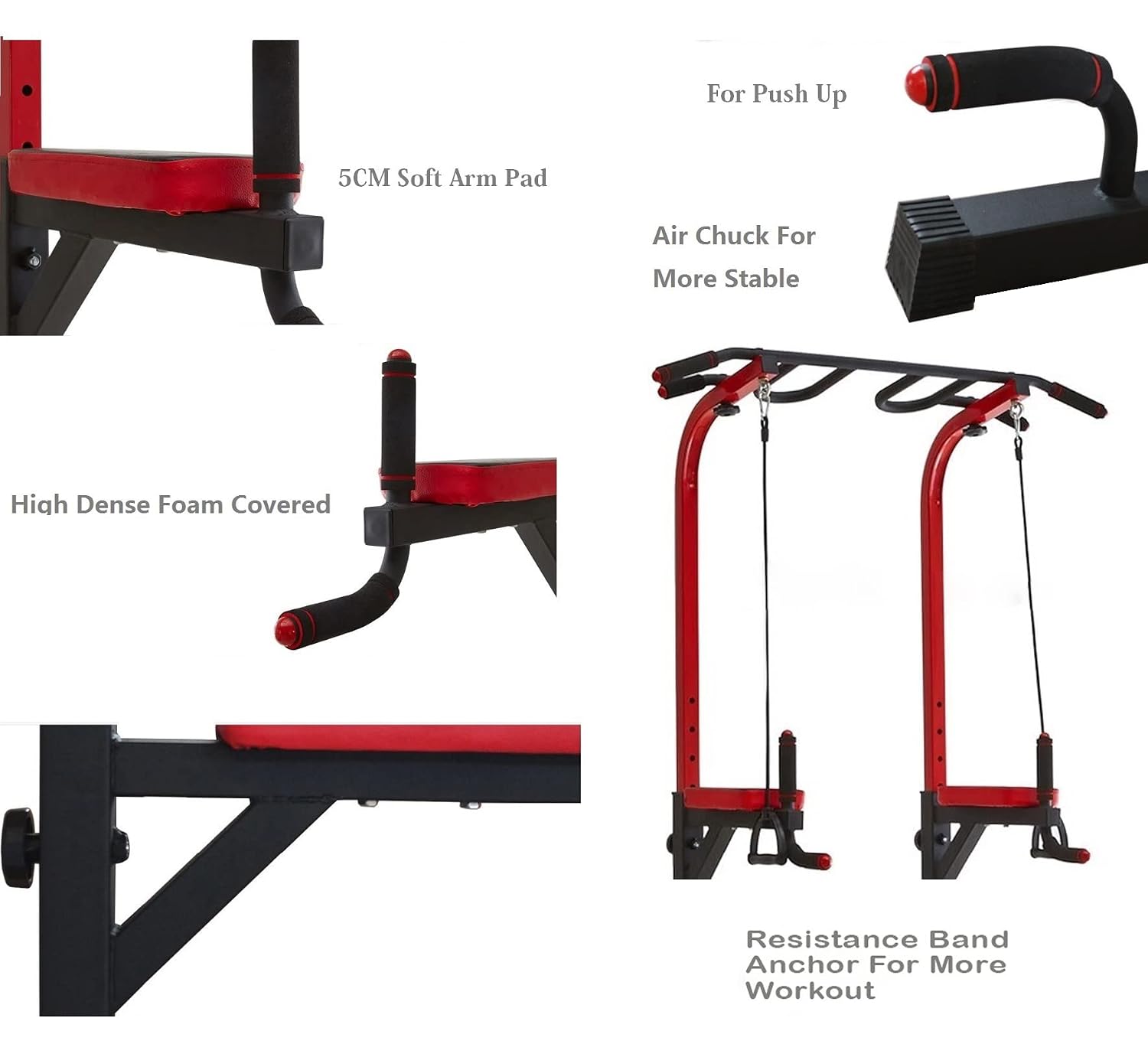 DOLPHY Steel Dip Stands Adjustable Power Tower Pull Up Bar Workout Dip Station Multi-Function Push Up bar for Home Gym Strength Training Fitness Equipment (Black & Orange)