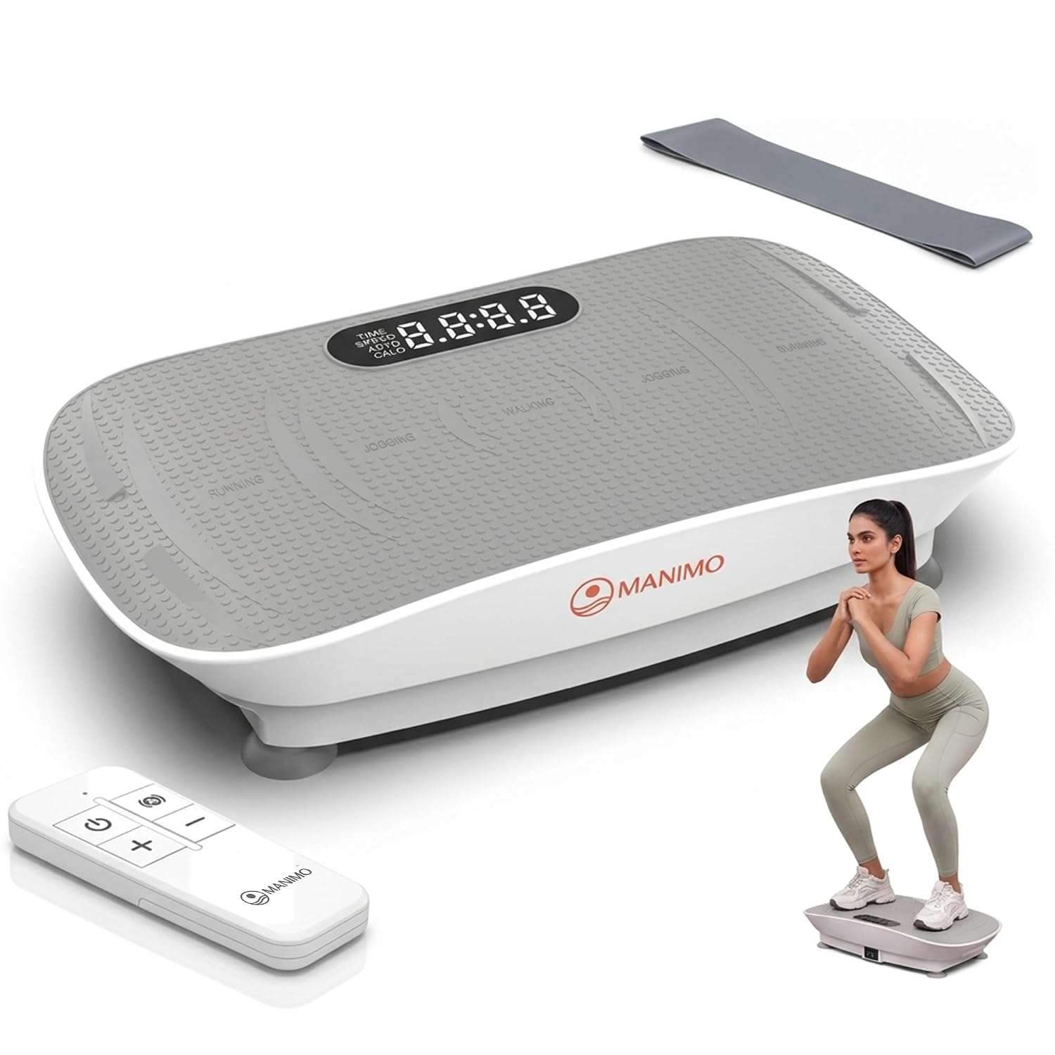 Manimo Vibration Plate Exercise Machine with Remote Control & Resistance Bands, Bluetooth Speaker, 10 Speed Levels, Auto & Manual Modes, 150W Fitness Platform, Max User Weight 180kg
