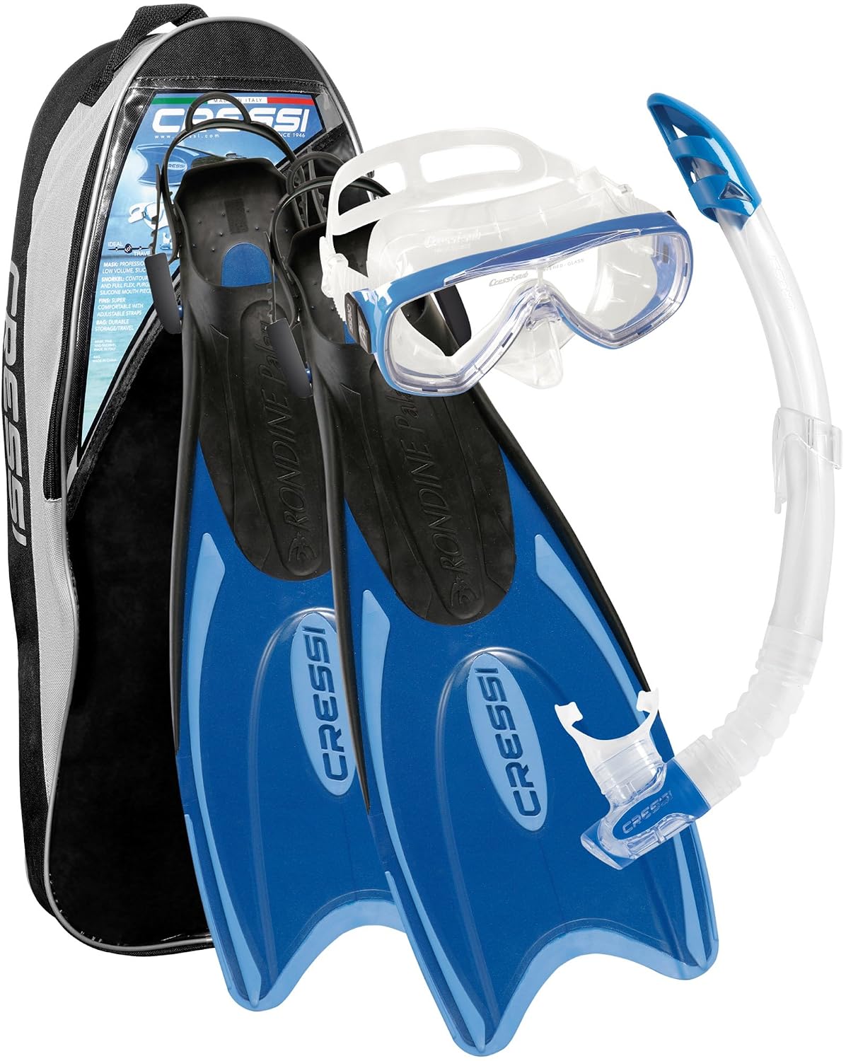Cressi PALAU BAG SET (41/44) | Complete Snorkeling Kit | Fins + Mask + Snorkel | Unisex
