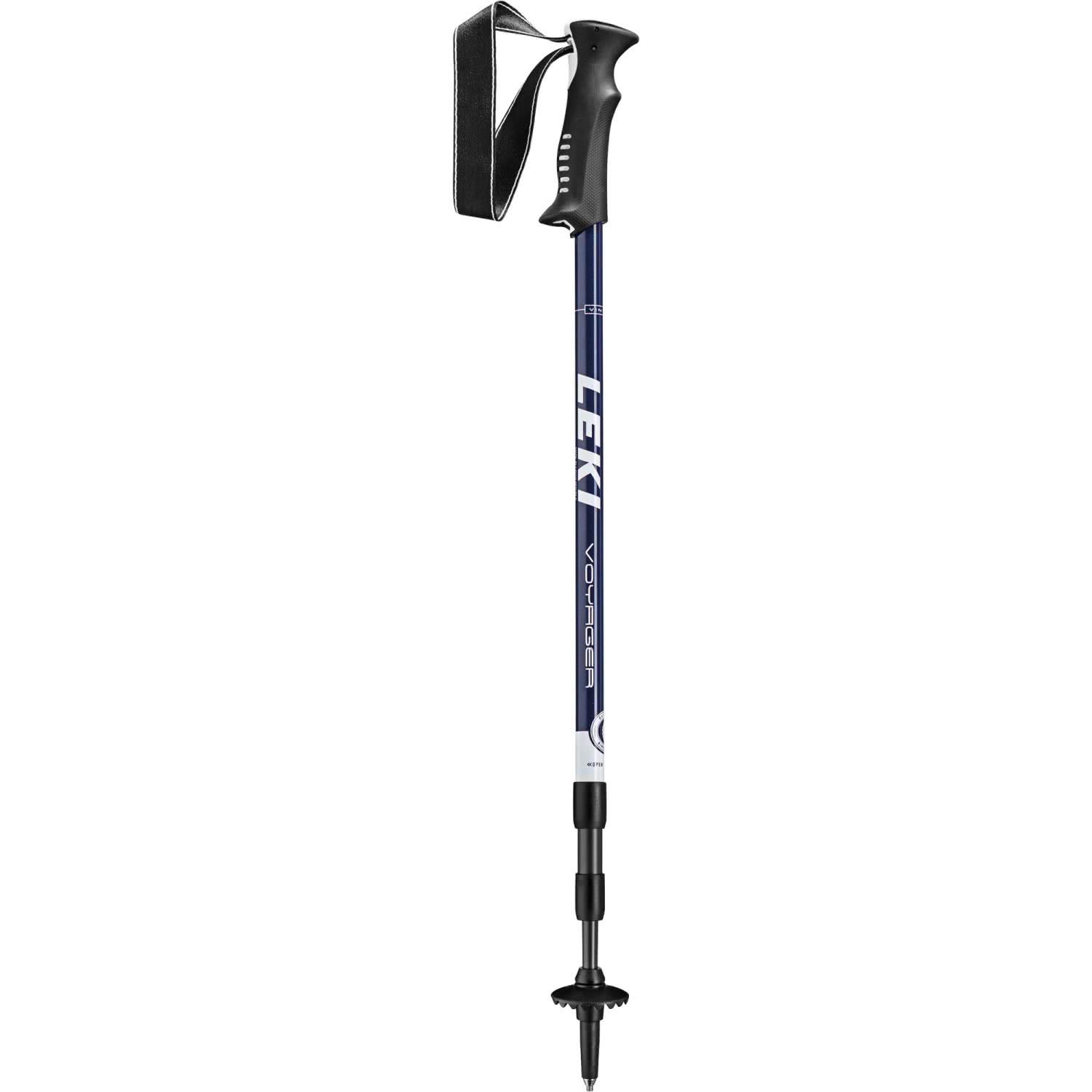 LEKI Voyager Trekking Poles - Blue/White, 110-145cm, Aluminum, 2 Pack, Twist Lock, Soft Grip