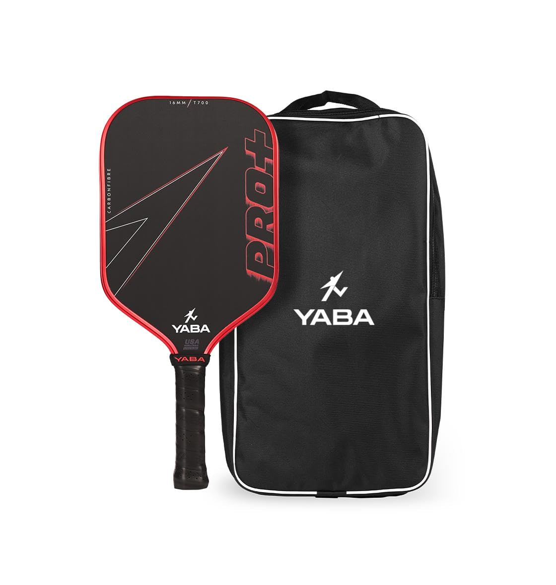 YABA Pro+ Gen4 Pickleball Paddle | USAP Approved | Toray T700 Raw Carbon Fiber Surface | Thermoformed Construction | 16mm Thick Core | Textured Spin Paddle | Professional Pickleball Racquet (Red)